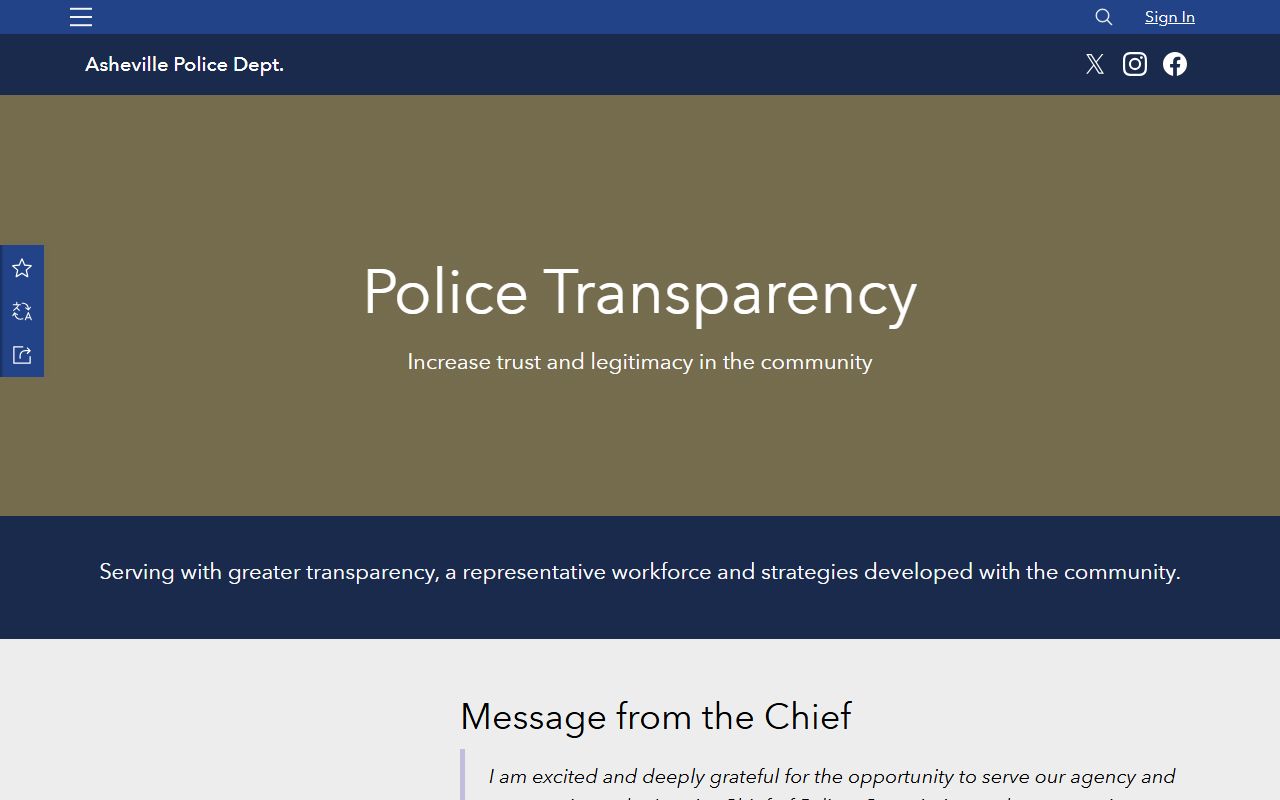 Asheville police transparency portal with criminal records data