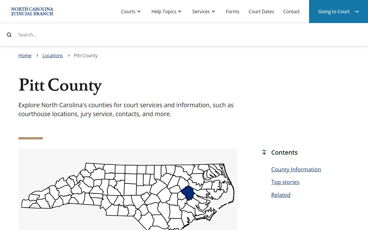Pitt County Clerk of Court page for Greenville criminal court records