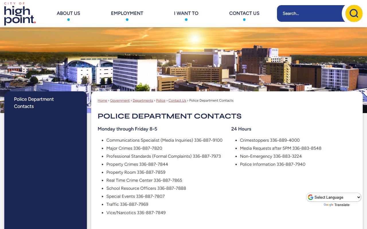 High Point Police P2C portal for searching criminal records