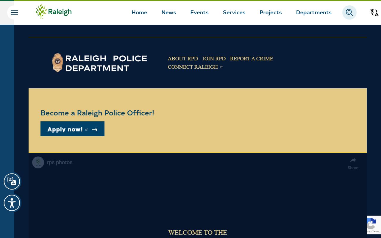 Raleigh Police Department official page for criminal records
