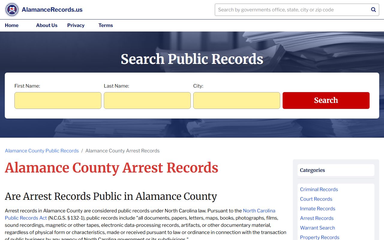Alamance County Sheriff's Office arrest records and criminal records