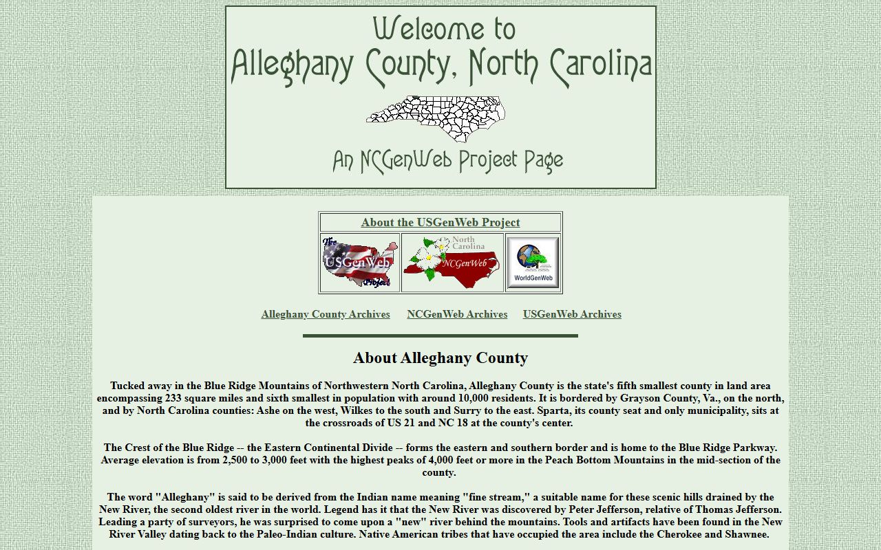 Alleghany County genealogical and historical criminal records resources