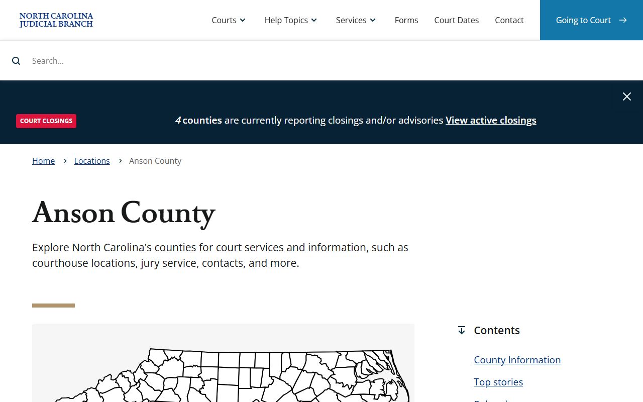 North Carolina Judicial Branch page for Anson County criminal records