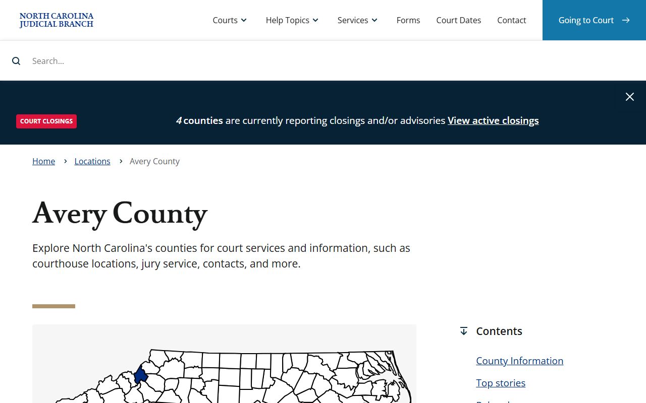 North Carolina Judicial Branch page for Avery County criminal records