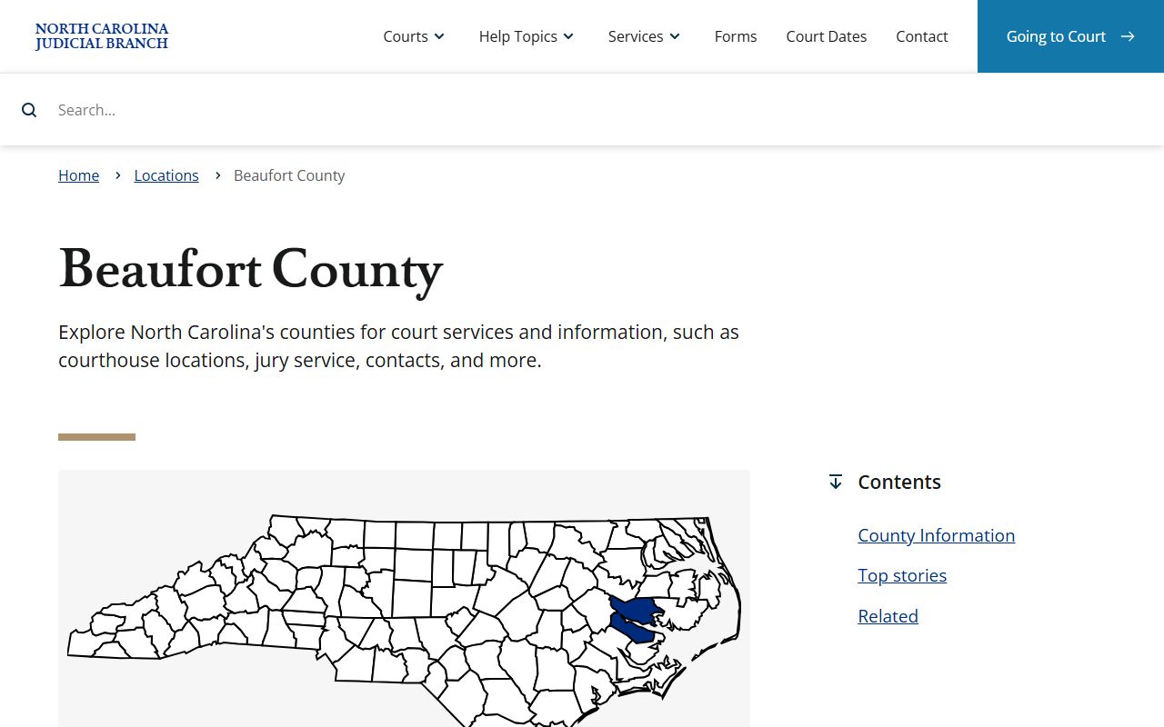 North Carolina Judicial Branch page for Beaufort County criminal records
