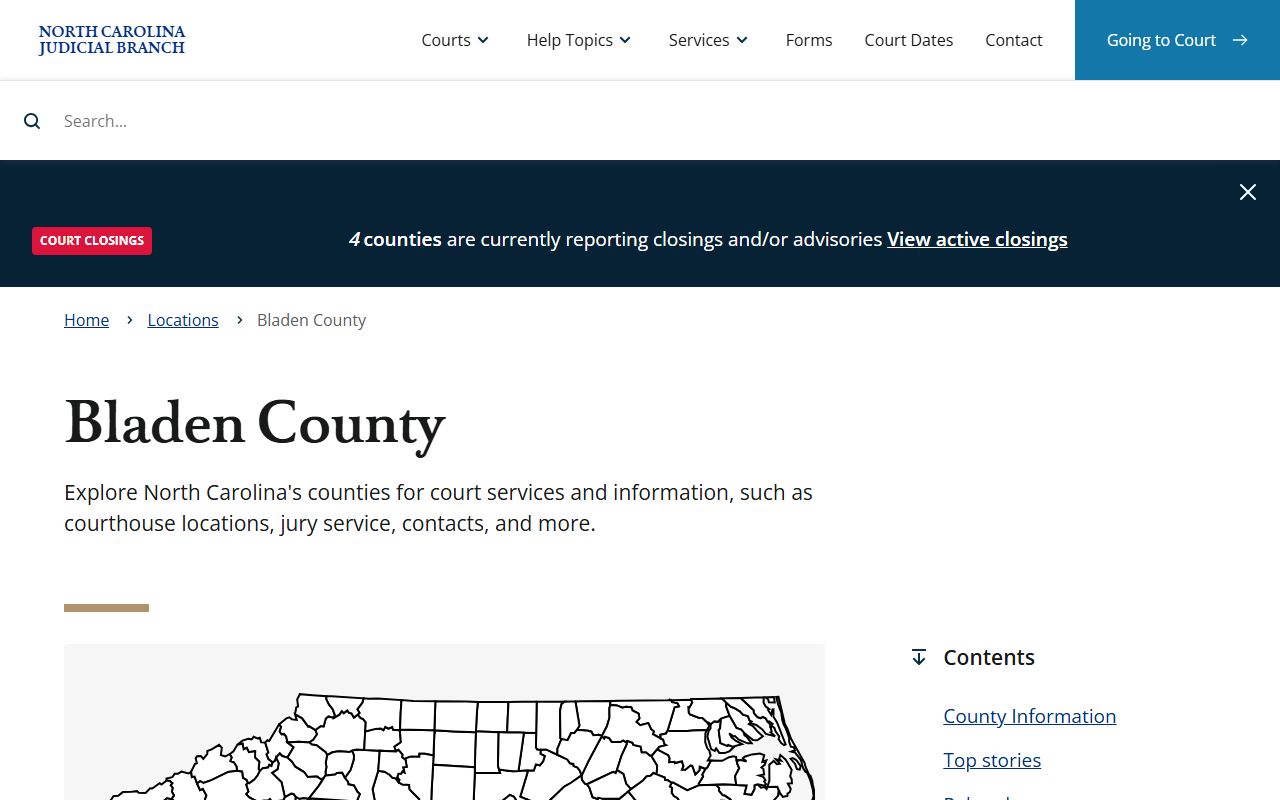 North Carolina Judicial Branch page for Bladen County criminal records