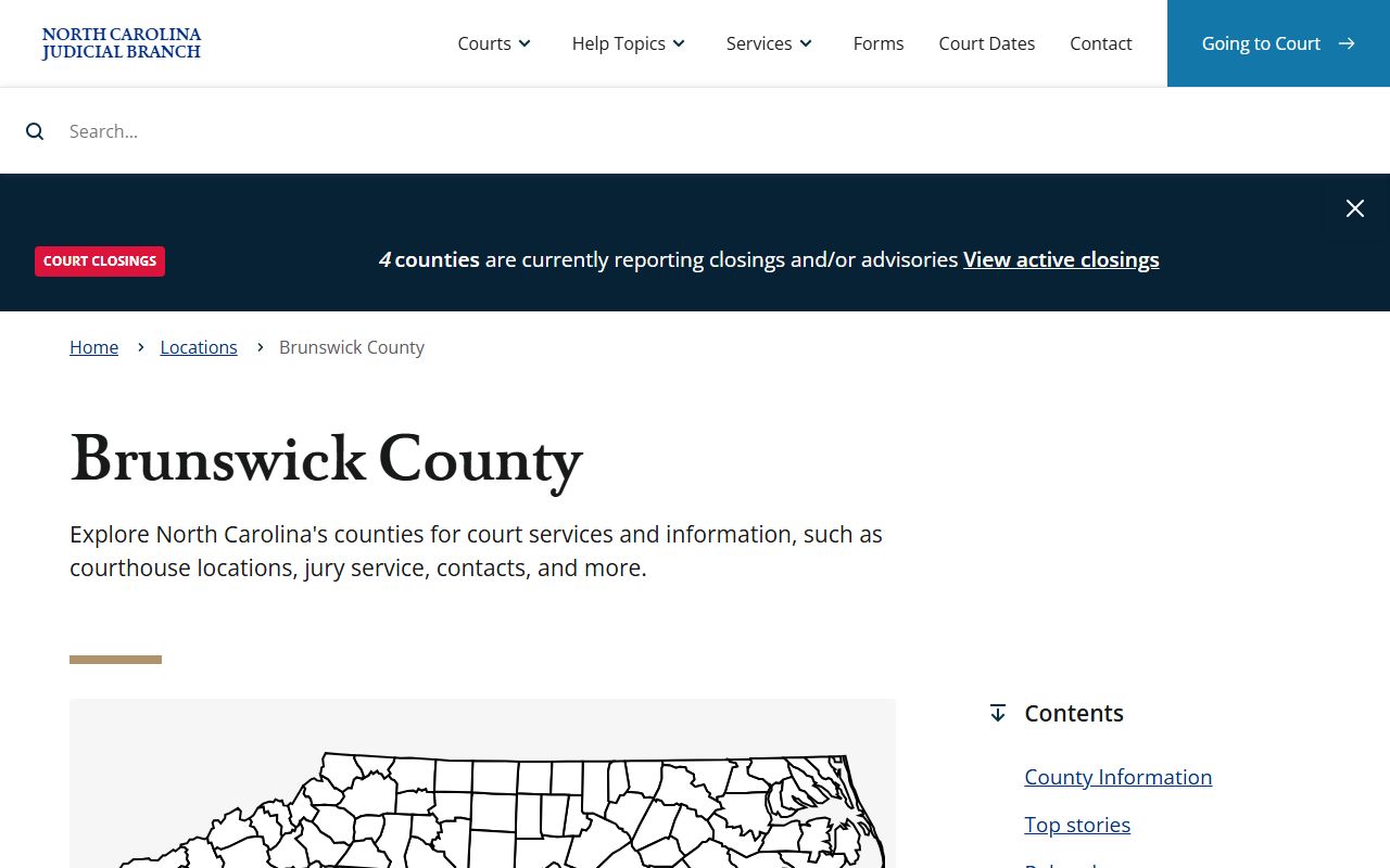 North Carolina Judicial Branch page for Brunswick County criminal records