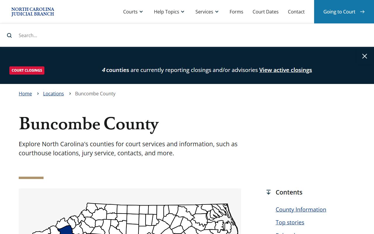 North Carolina Judicial Branch page for Buncombe County criminal records