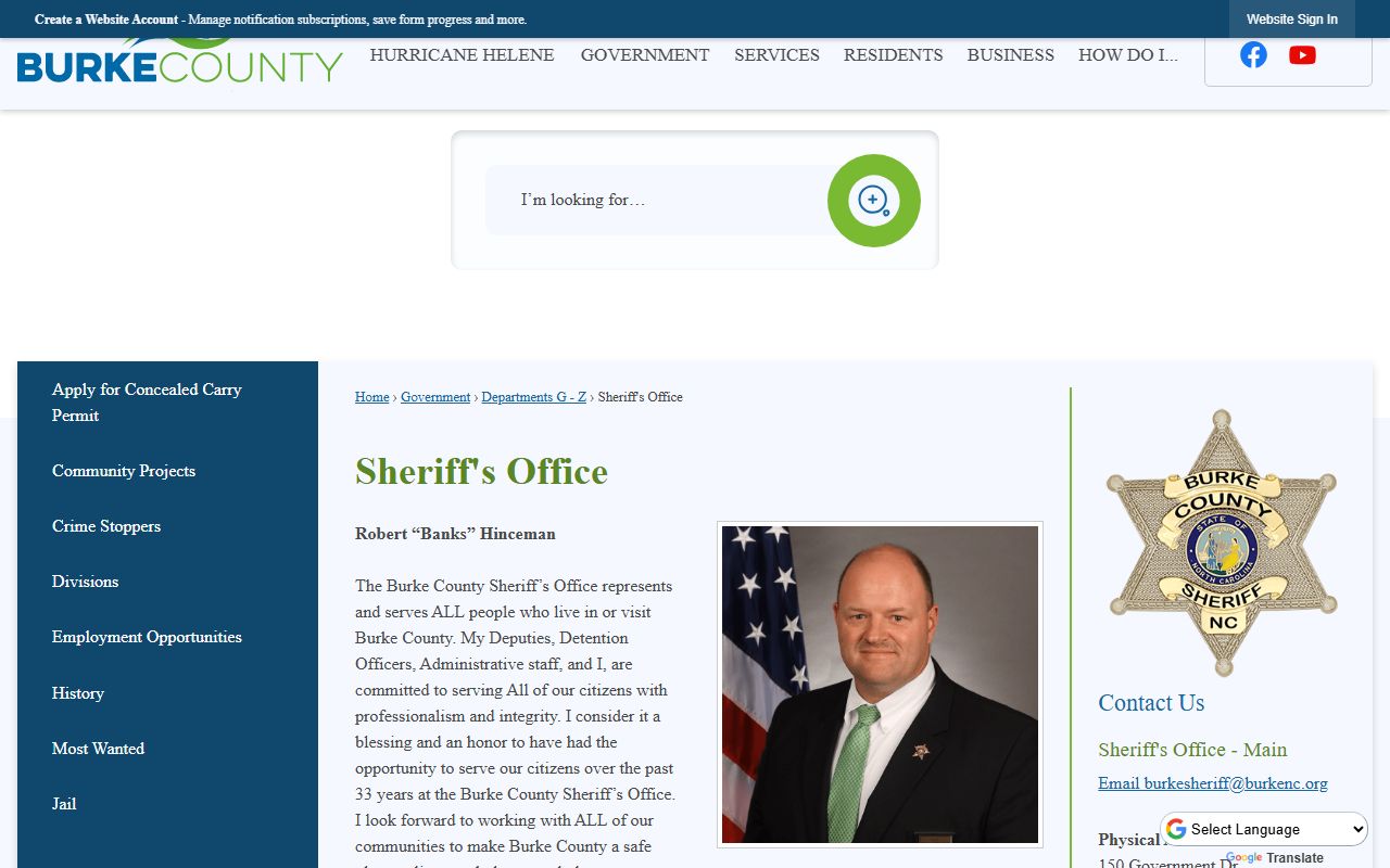 Burke County Sheriff's Office page for arrest records and criminal records
