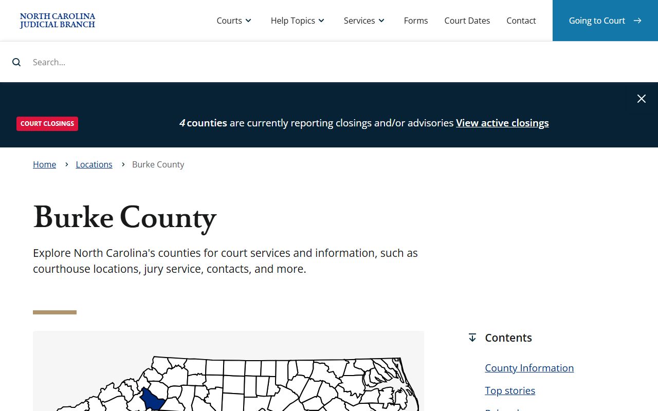North Carolina Judicial Branch page for Burke County criminal records
