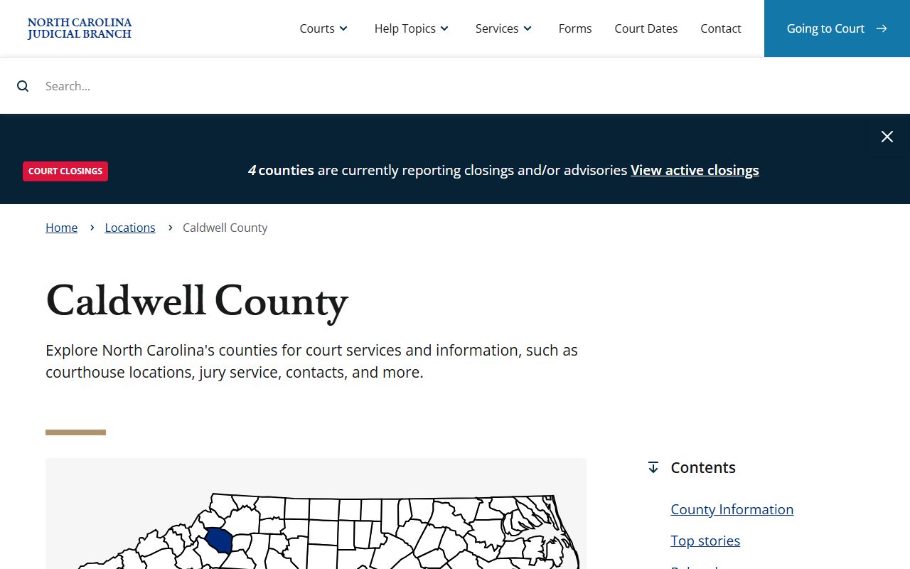 North Carolina Judicial Branch page for Caldwell County criminal records