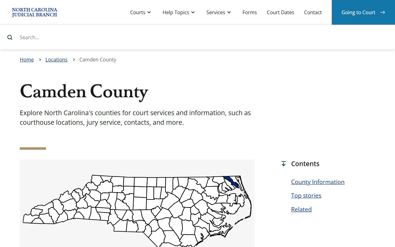 North Carolina Judicial Branch listing for Camden County criminal records