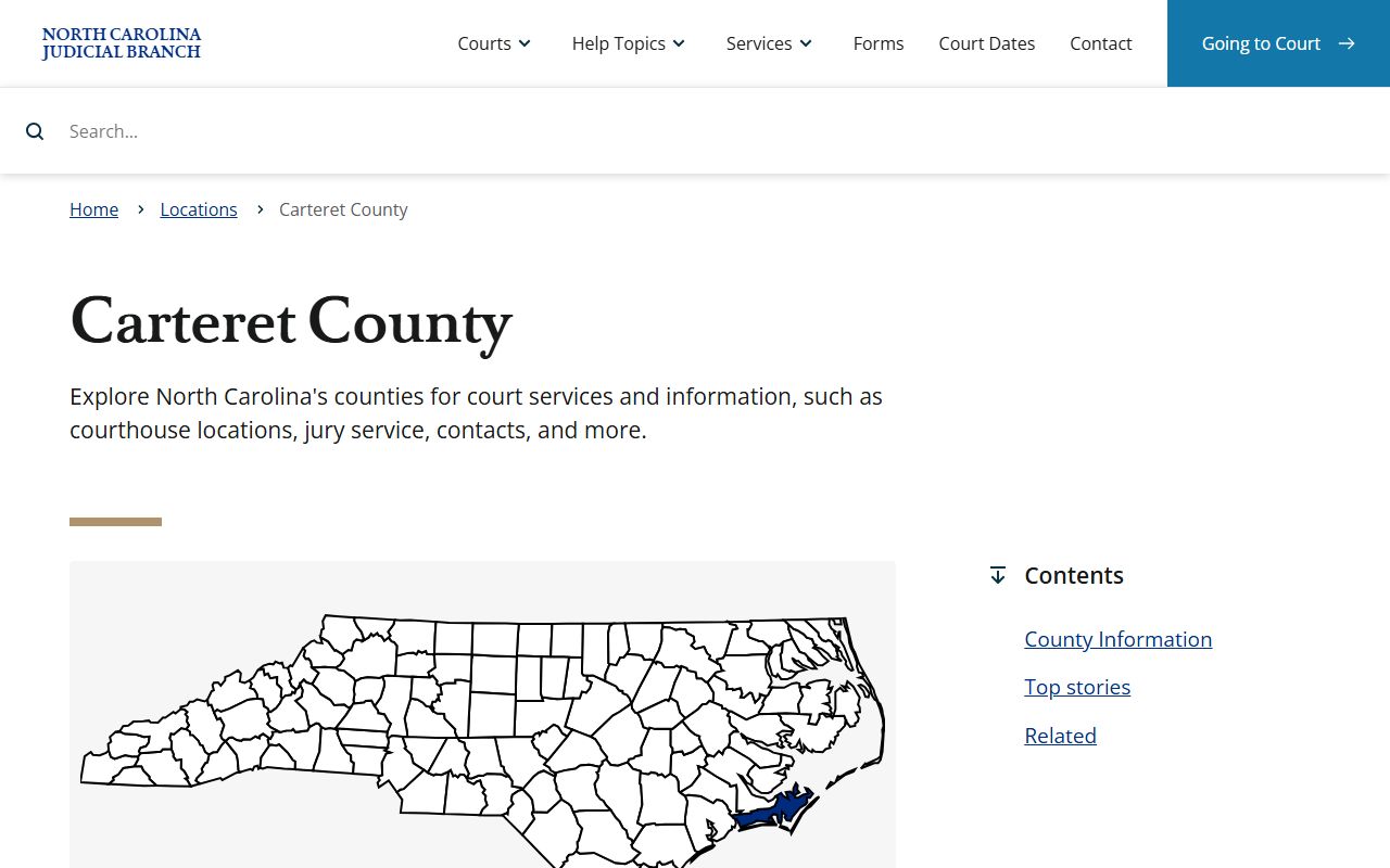 North Carolina Judicial Branch page for Carteret County criminal records