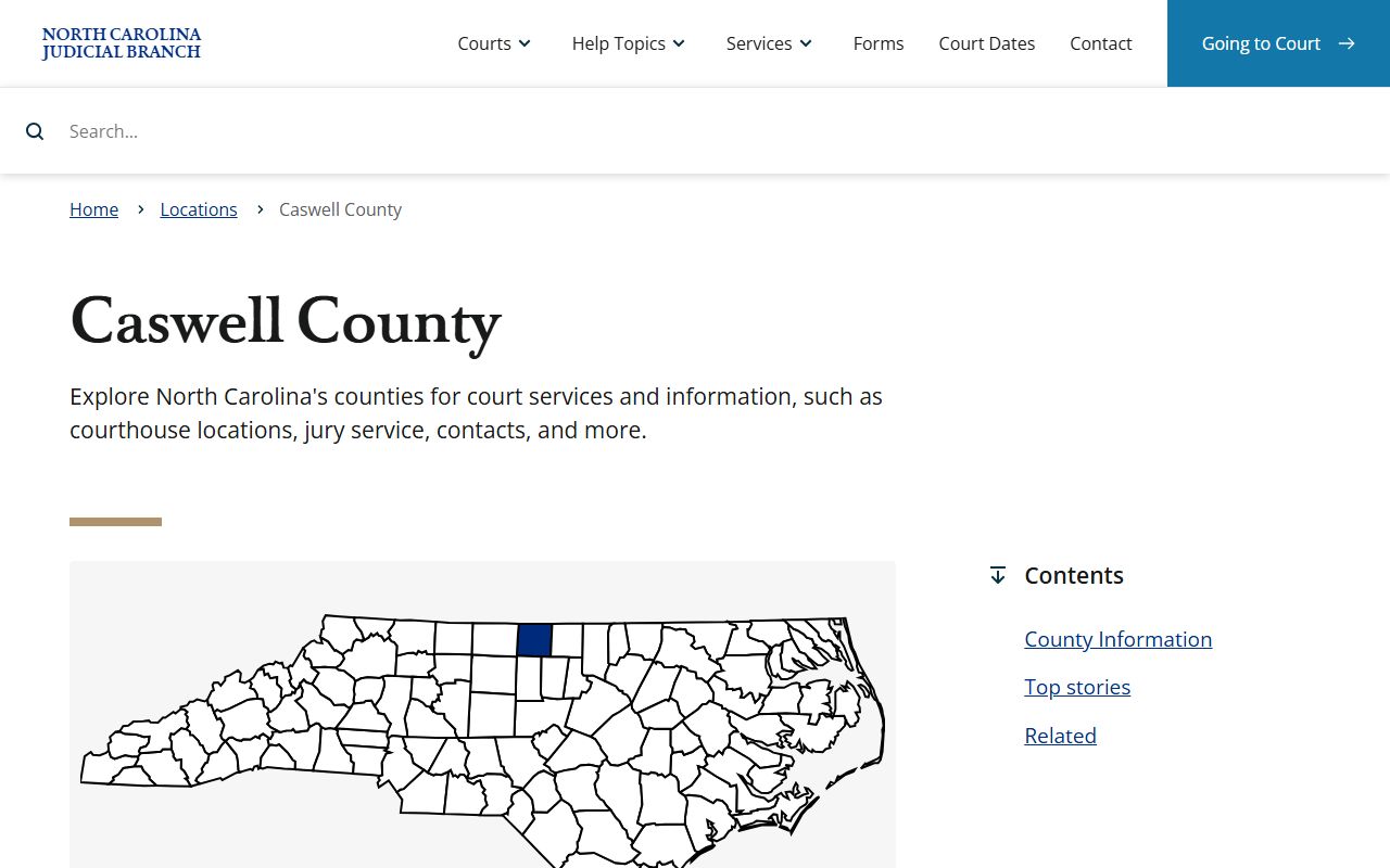 North Carolina Judicial Branch page for Caswell County criminal records