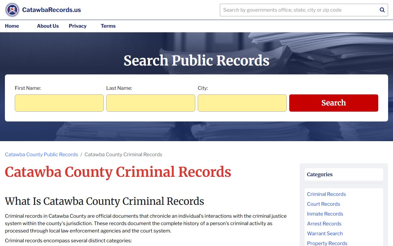 Catawba County criminal records guide explaining public access rights
