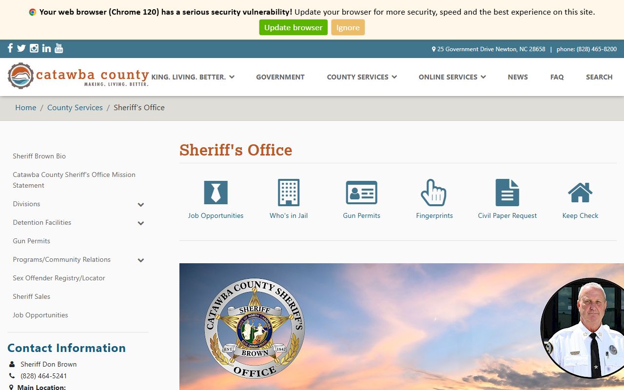 Catawba County Sheriff Office website for criminal arrest records
