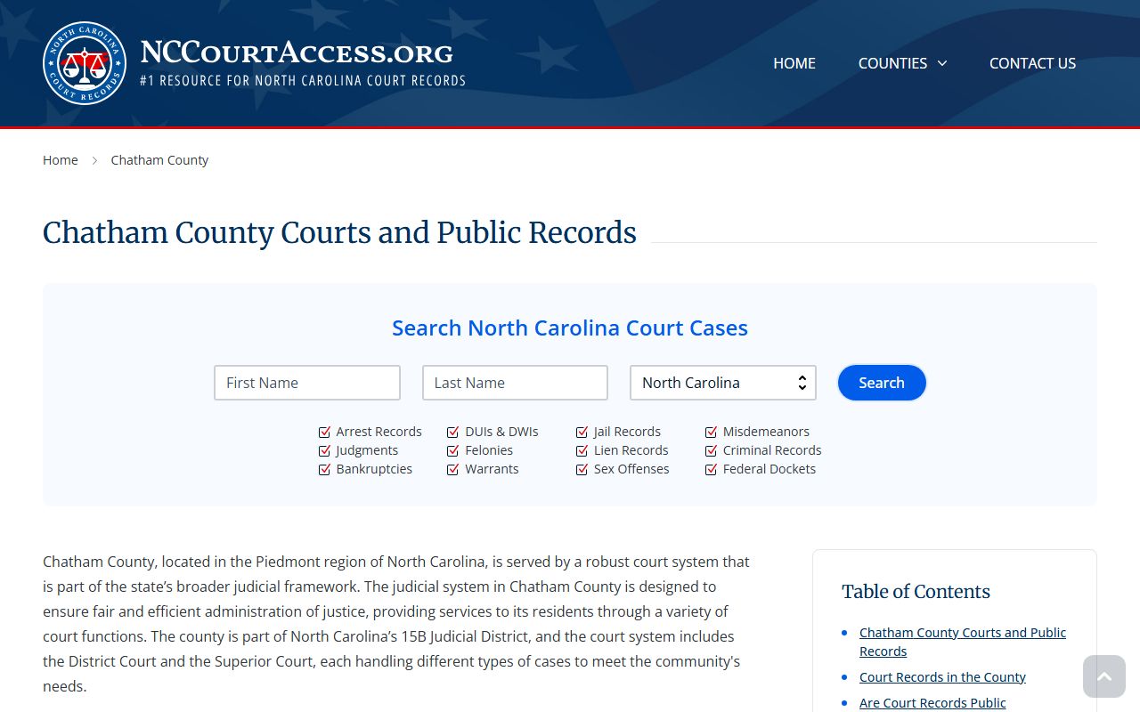 Chatham County court records portal for criminal case lookups