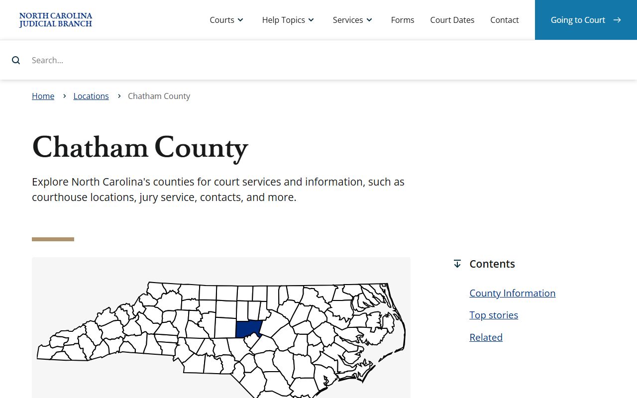 North Carolina Judicial Branch page for Chatham County criminal records