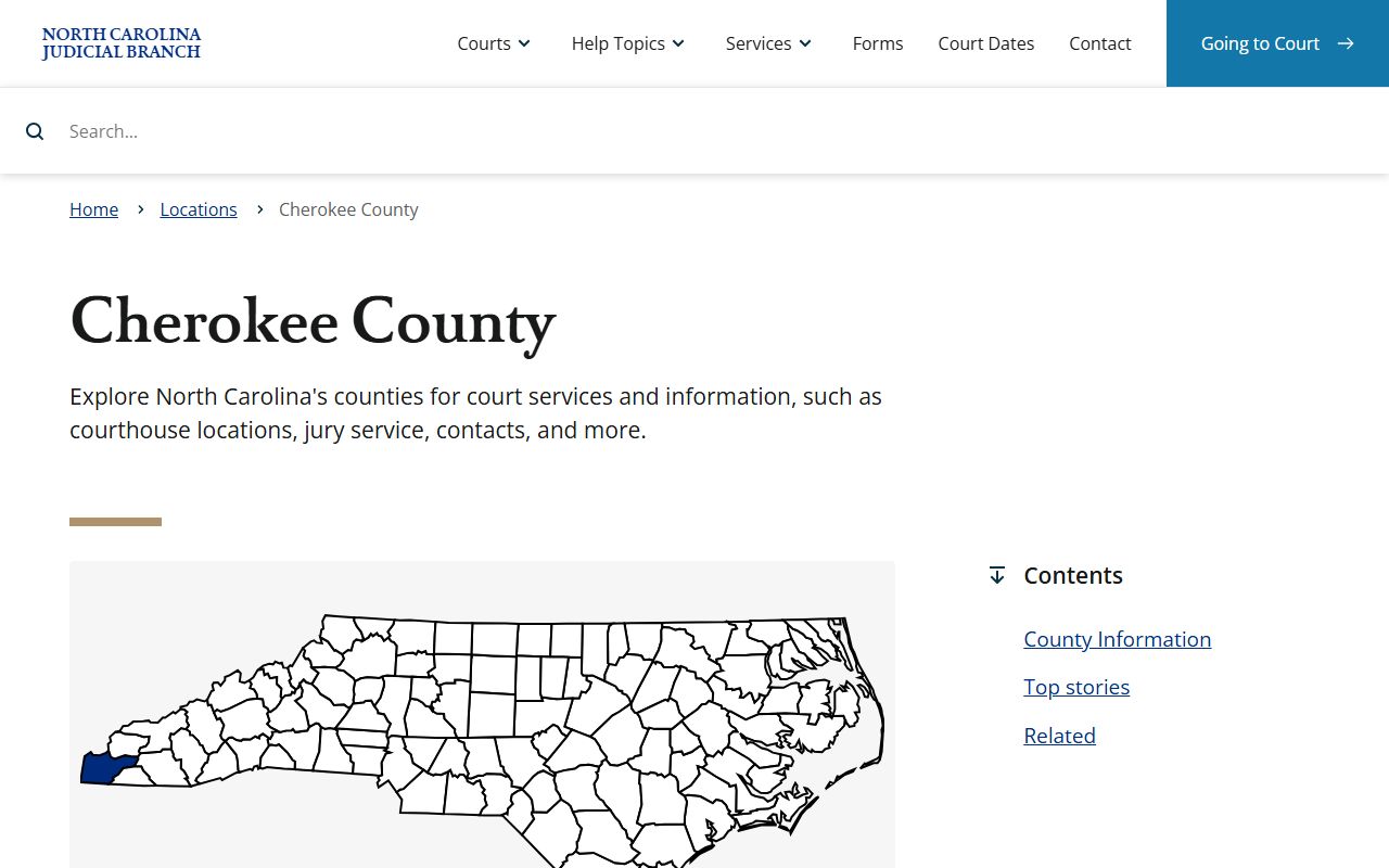 North Carolina Judicial Branch page for Cherokee County criminal records
