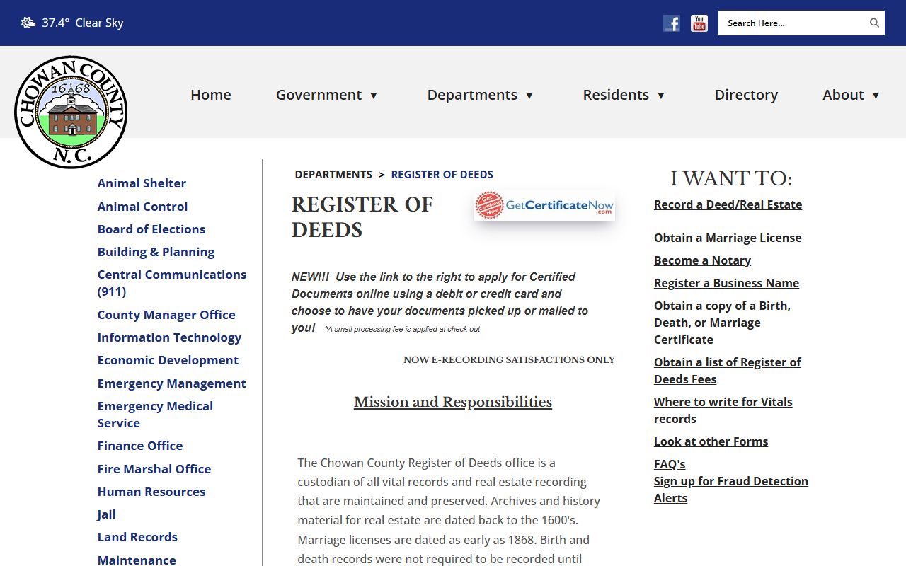 Chowan County Register of Deeds for records related to criminal cases
