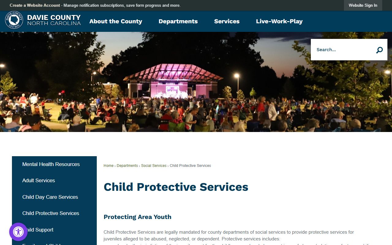 Davie County Sheriff's Office page for criminal records in Mocksville