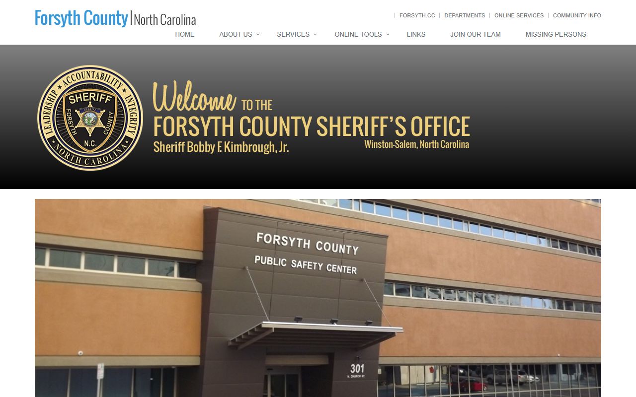 Forsyth County Sheriff's Office page for criminal records in Winston-Salem