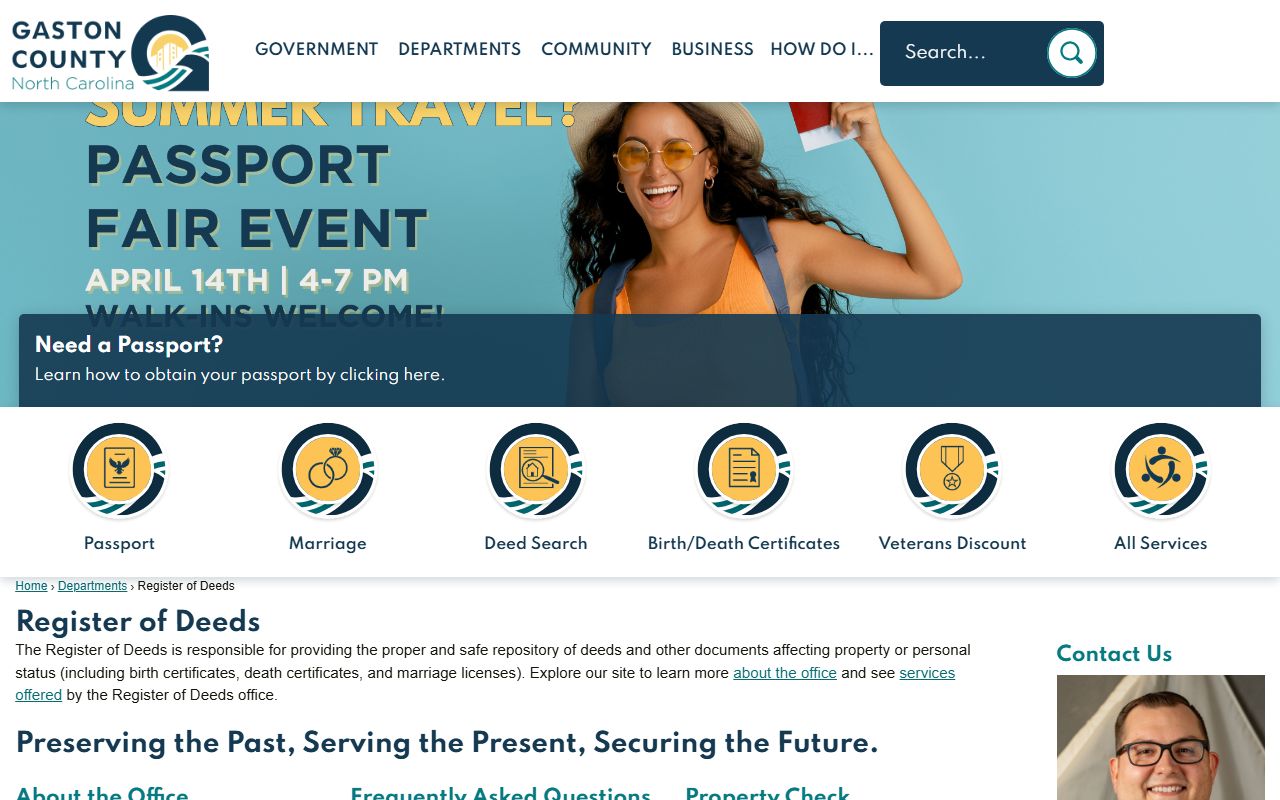 Gaston County Register of Deeds page with records relevant to Gaston County searches