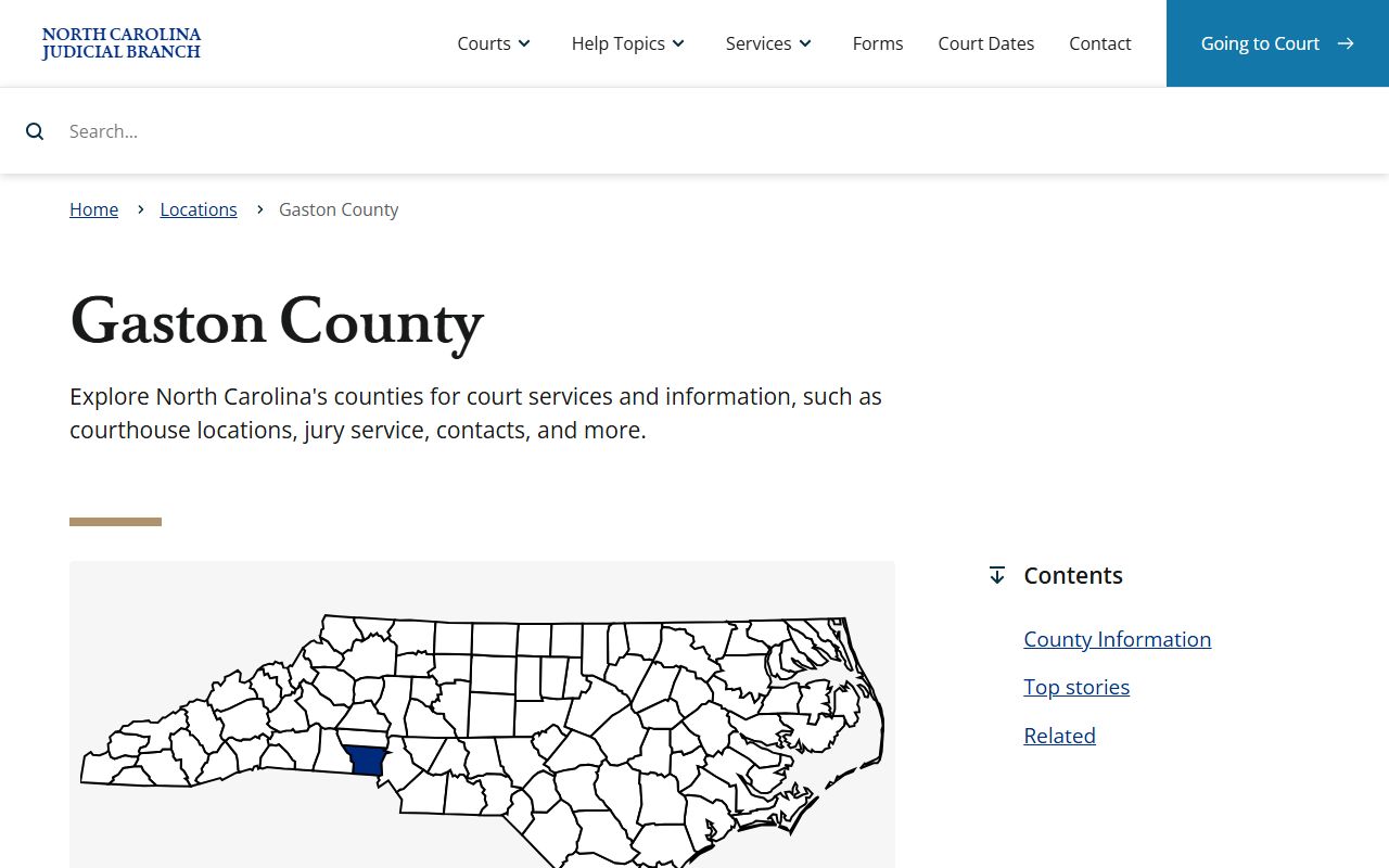 North Carolina Judicial Branch page for Gaston County criminal records in Gastonia