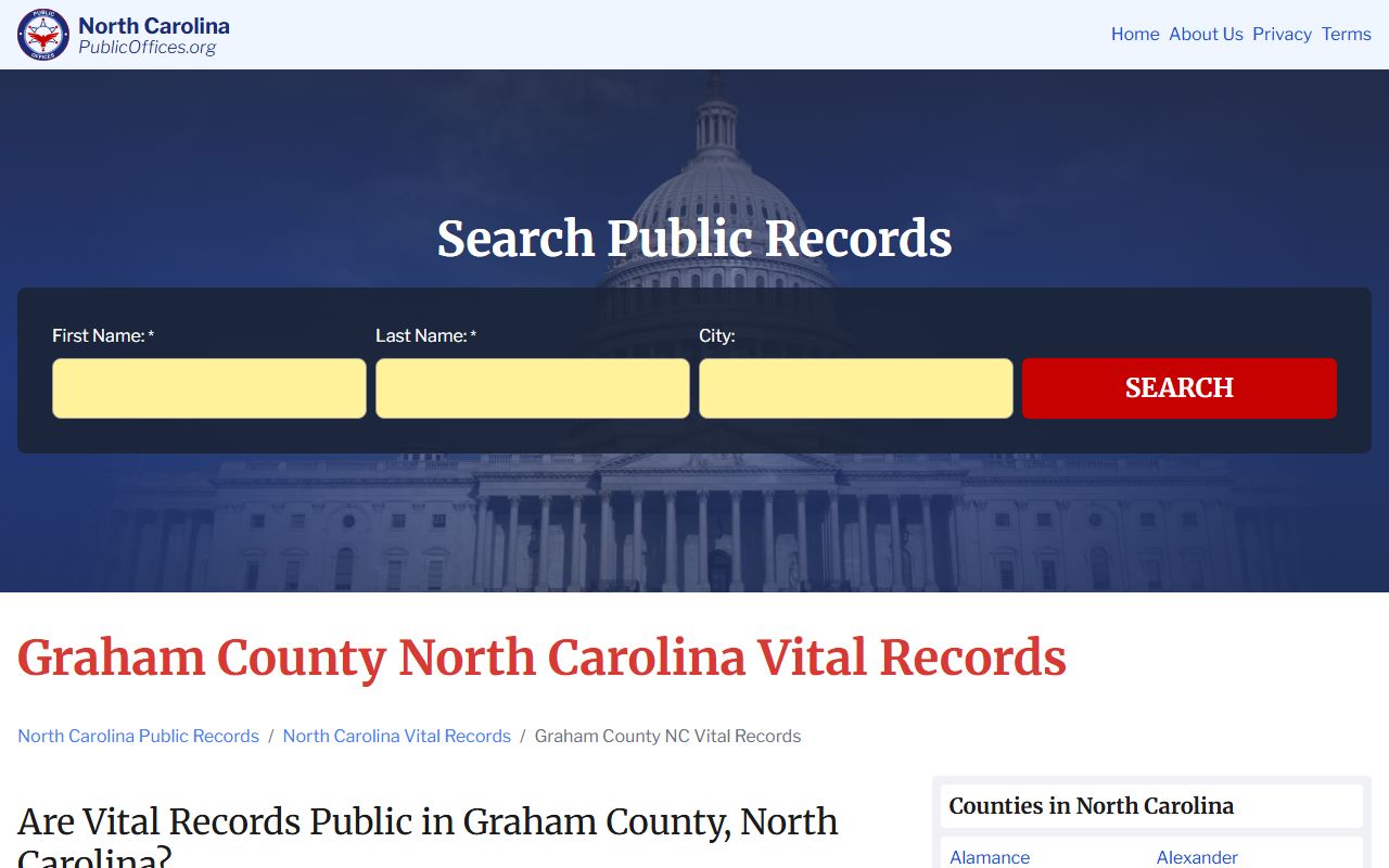 Graham County vital records page relevant to criminal record identity verification in Robbinsville