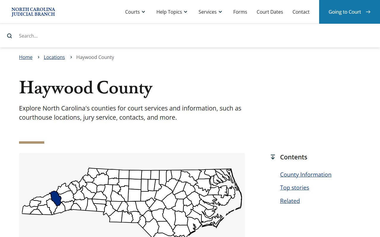 North Carolina Judicial Branch information page for Haywood County criminal records in Waynesville