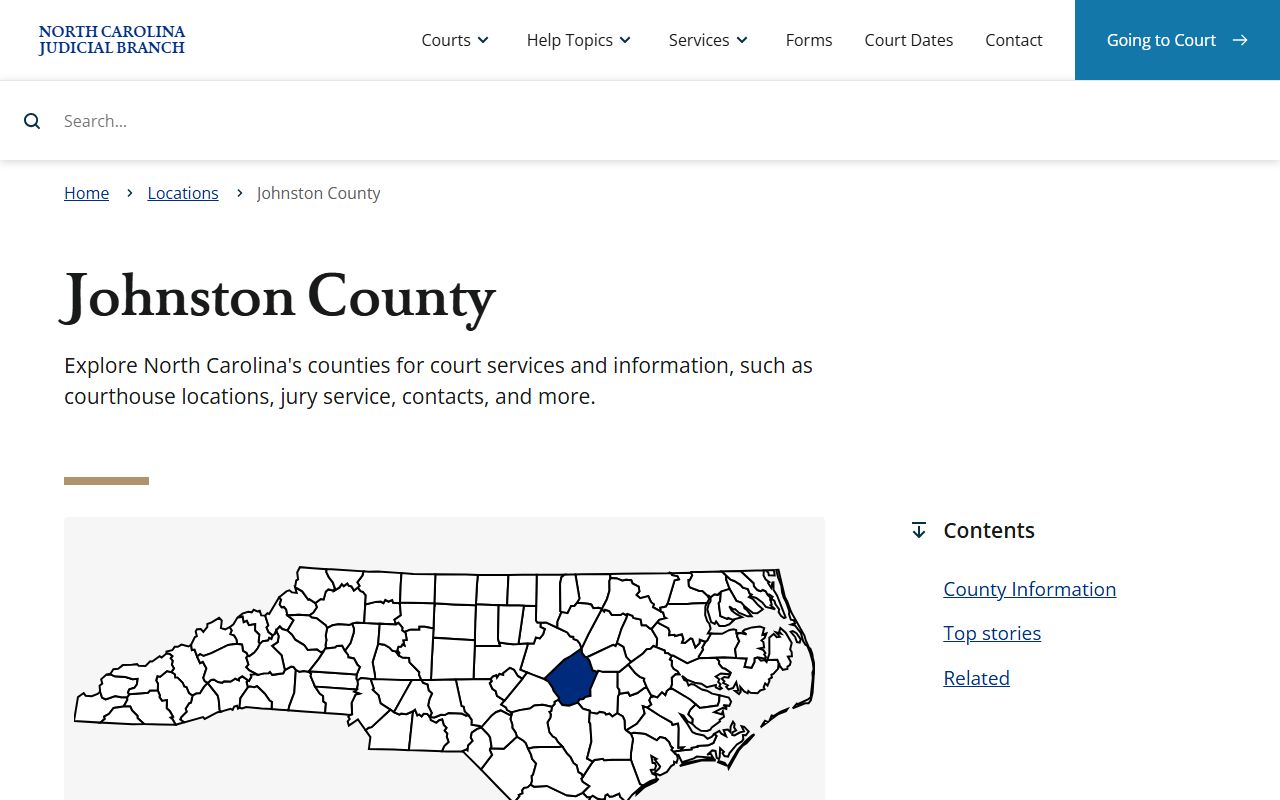 Johnston County Clerk of Superior Court page for criminal records in Smithfield