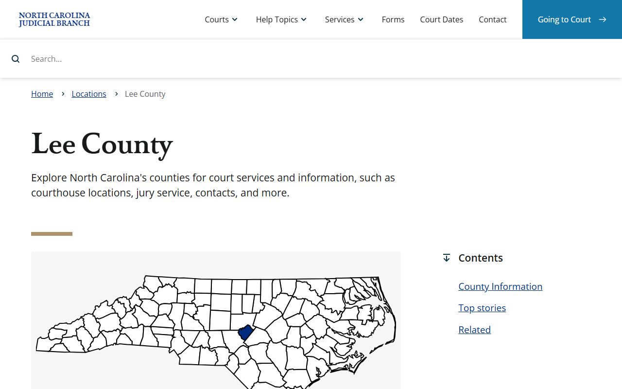 North Carolina Judicial Branch page for Lee County criminal records in Sanford