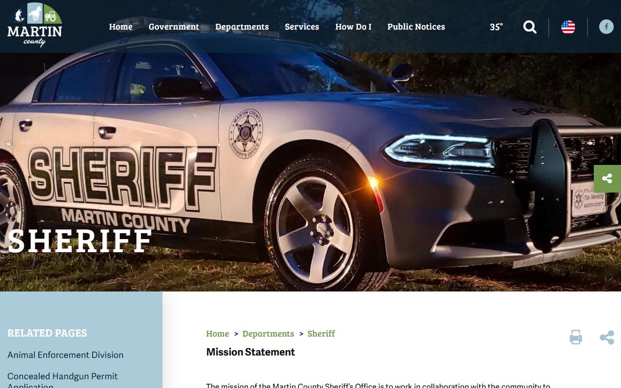 Martin County Sheriff's Office criminal records page in Williamston