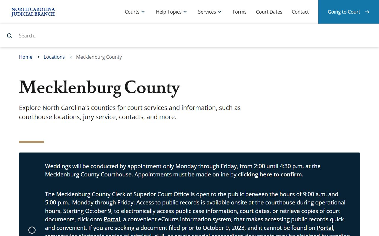 Mecklenburg County Clerk of Court criminal records access in Charlotte