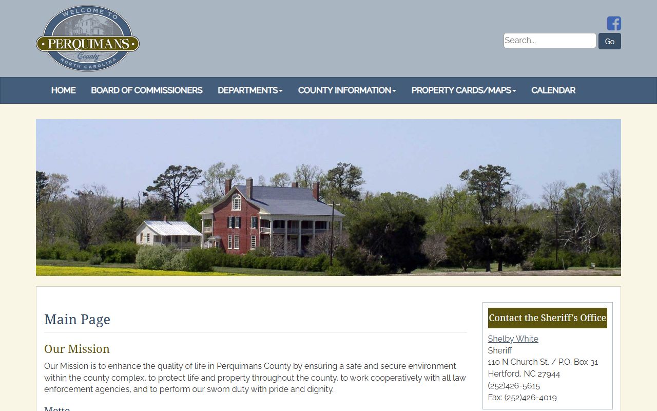 Perquimans County Sheriff's Office page for criminal records in Hertford