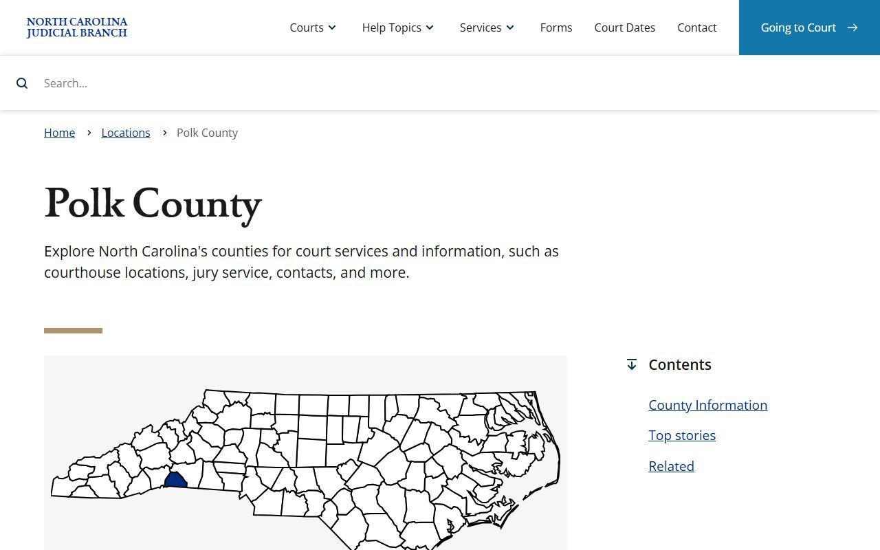 North Carolina Judicial Branch page for Polk County criminal records in Columbus