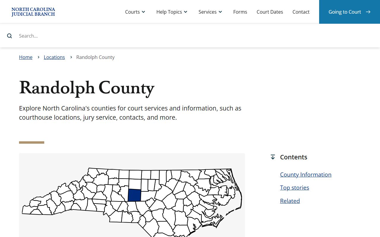 North Carolina Judicial Branch page for Randolph County criminal records in Asheboro