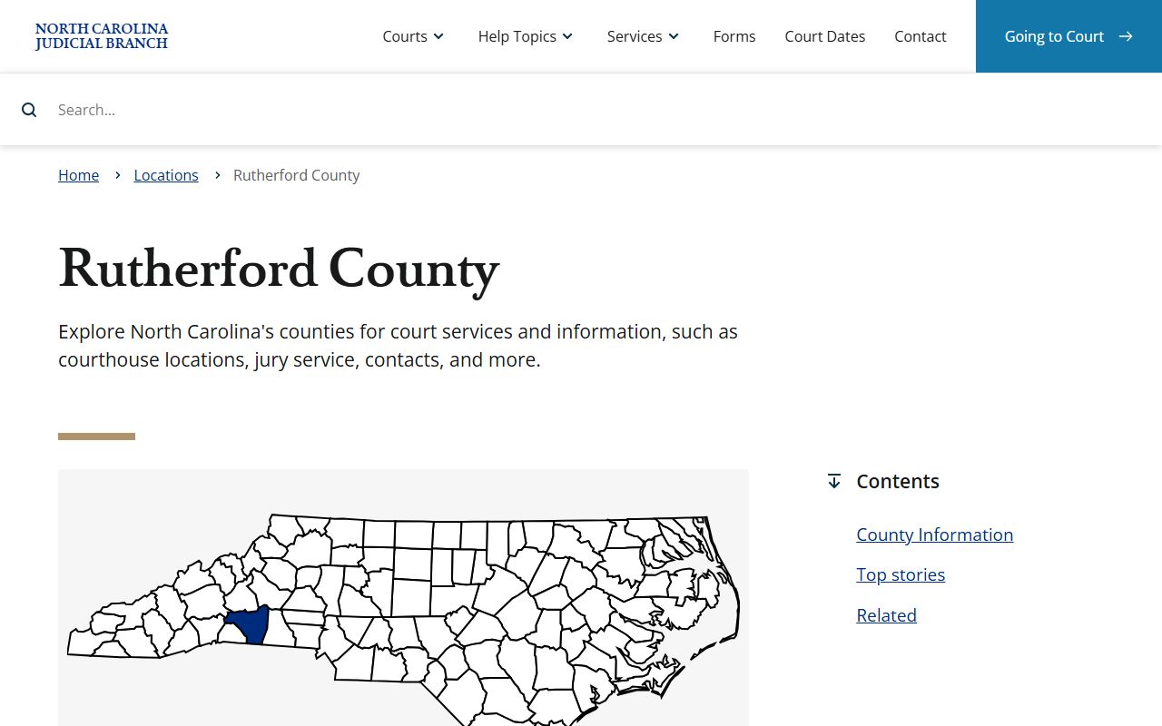 North Carolina Judicial Branch page for Rutherford County criminal records in Rutherfordton