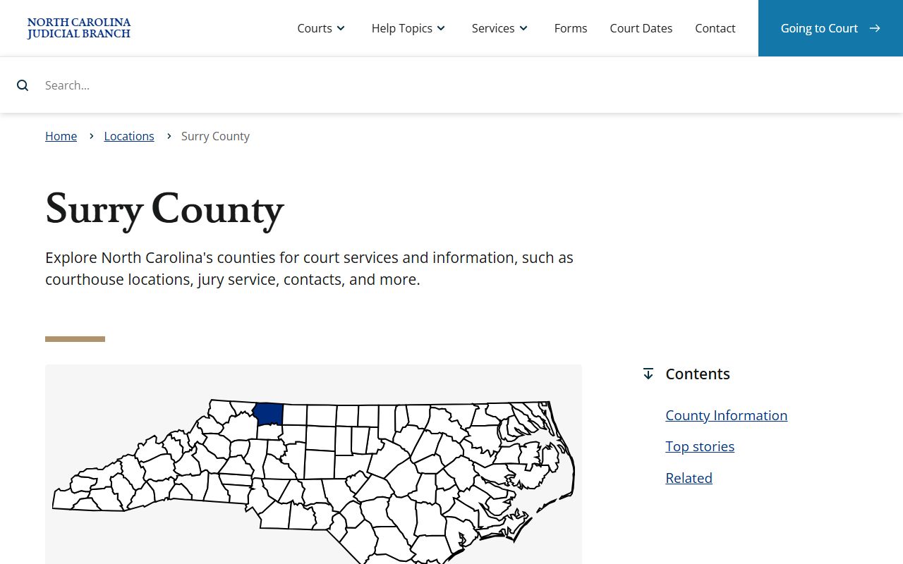 North Carolina Judicial Branch page for Surry County criminal records in Dobson