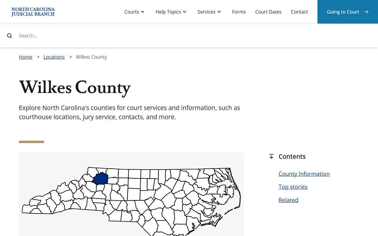North Carolina Judicial Branch page for Wilkes County criminal records in Wilkesboro