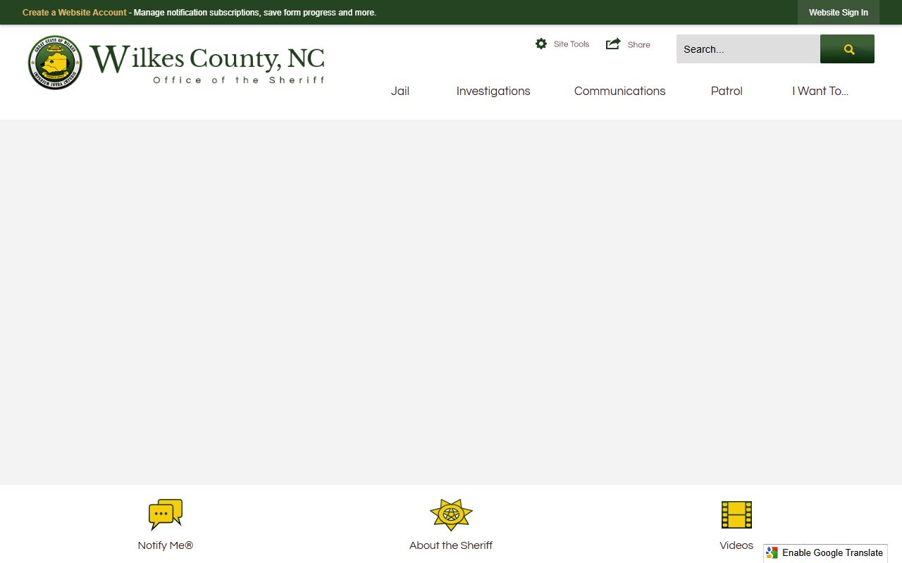 Wilkes County Sheriff's Office page for Wilkes County criminal records