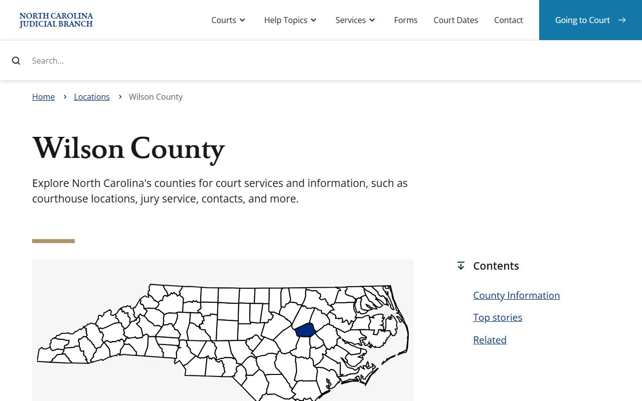 North Carolina Judicial Branch page for Wilson County criminal records in Wilson