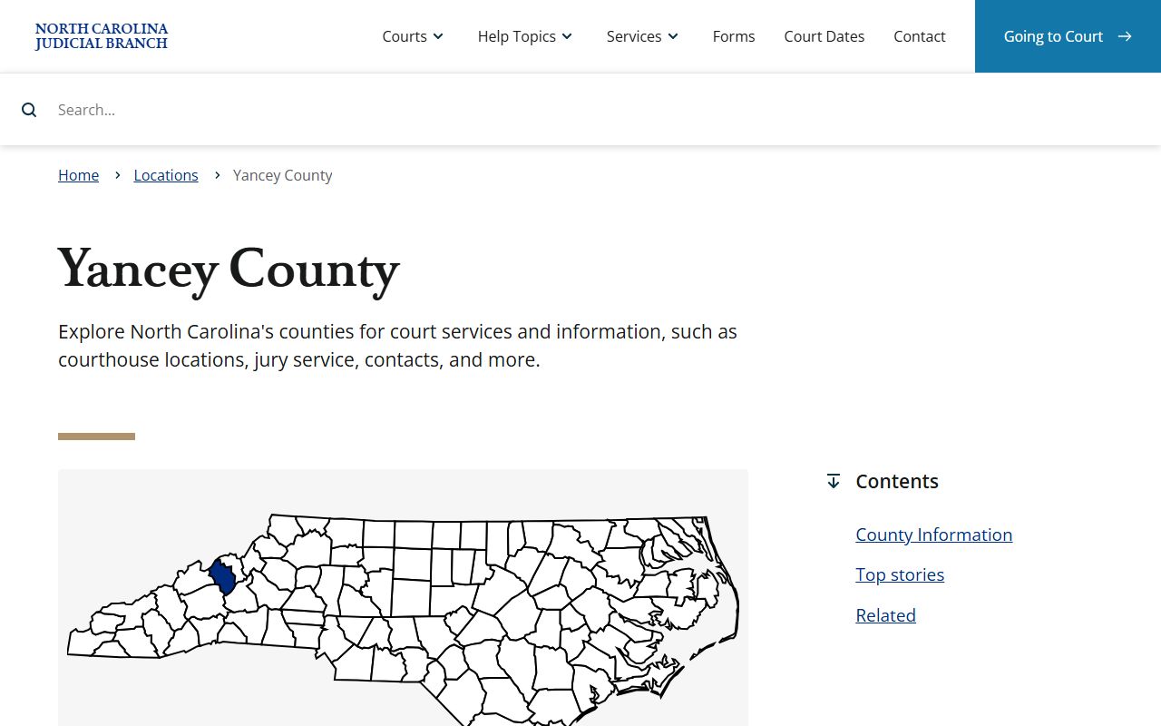 North Carolina Judicial Branch page for Yancey County criminal records in Burnsville